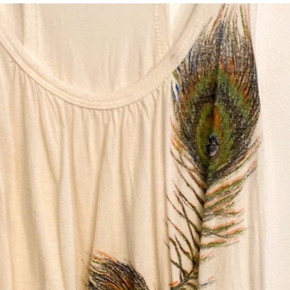 Forever 21 Tank Top Peacock Feather Design Boho Sleeveless Y2K  Medium FLAWED - Picture 15 of 16